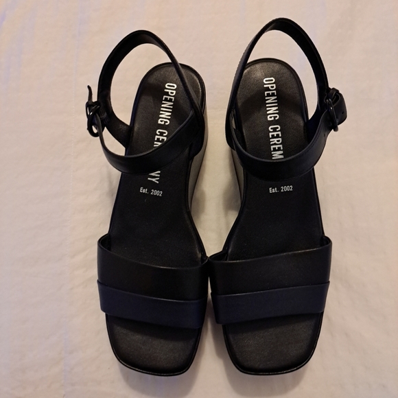 Opening Ceremony Shoes Opening Ceremony Black Navy Leather Ankle Strap 9s Platform Sandals